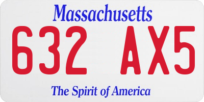 MA license plate 632AX5