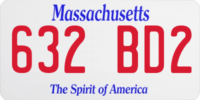 MA license plate 632BD2