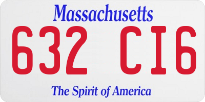 MA license plate 632CI6