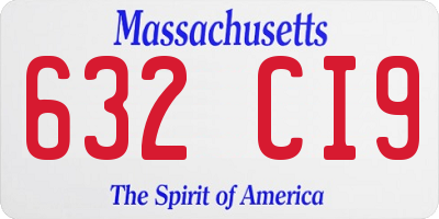 MA license plate 632CI9