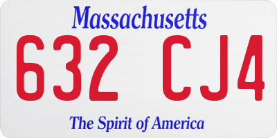 MA license plate 632CJ4