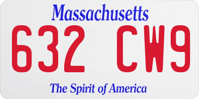 MA license plate 632CW9