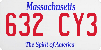 MA license plate 632CY3