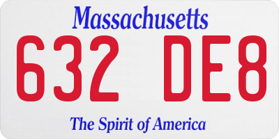 MA license plate 632DE8