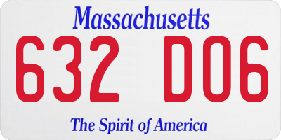 MA license plate 632DO6