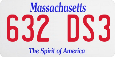 MA license plate 632DS3