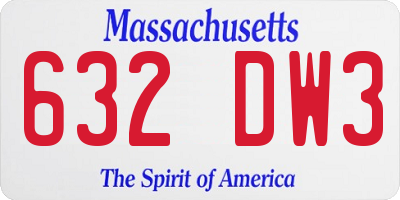 MA license plate 632DW3