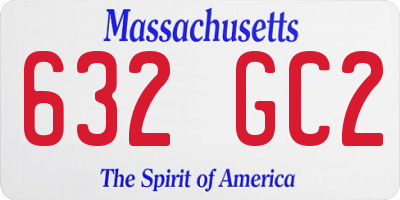 MA license plate 632GC2