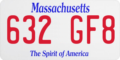 MA license plate 632GF8