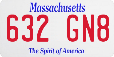 MA license plate 632GN8