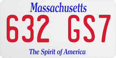 MA license plate 632GS7