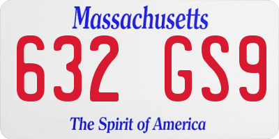 MA license plate 632GS9