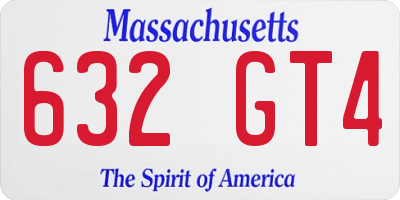 MA license plate 632GT4