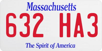 MA license plate 632HA3