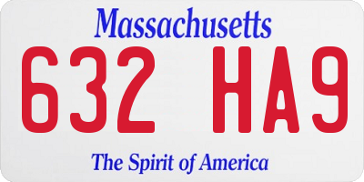 MA license plate 632HA9