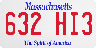 MA license plate 632HI3