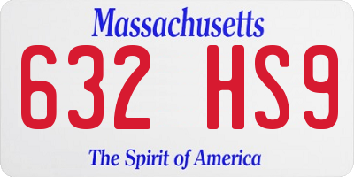 MA license plate 632HS9