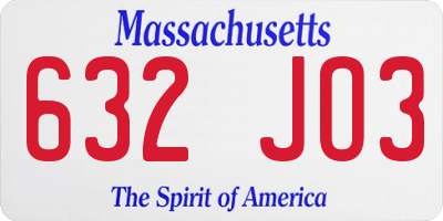 MA license plate 632JO3