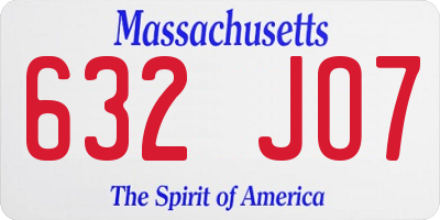 MA license plate 632JO7