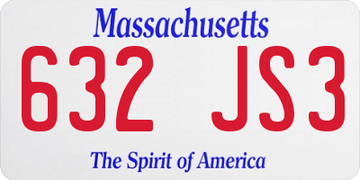 MA license plate 632JS3