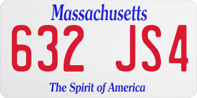 MA license plate 632JS4
