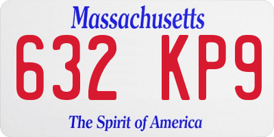 MA license plate 632KP9