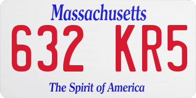 MA license plate 632KR5