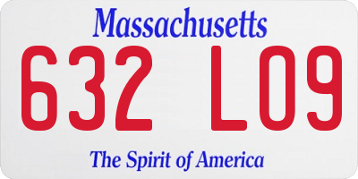 MA license plate 632LO9