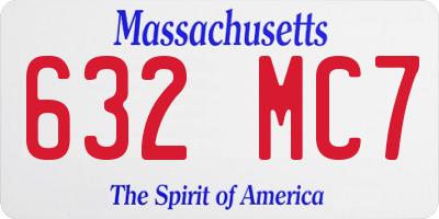MA license plate 632MC7