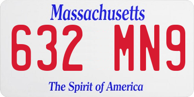 MA license plate 632MN9