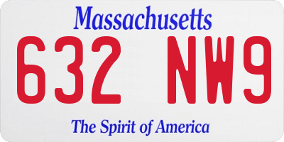 MA license plate 632NW9