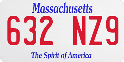 MA license plate 632NZ9