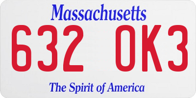 MA license plate 632OK3
