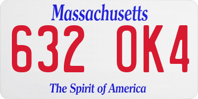 MA license plate 632OK4