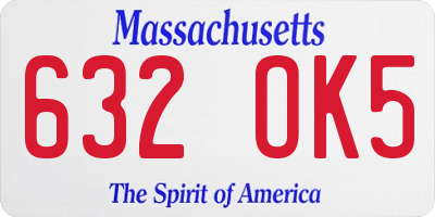 MA license plate 632OK5