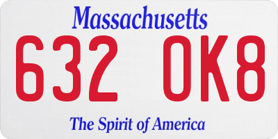 MA license plate 632OK8