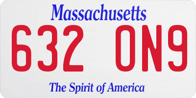 MA license plate 632ON9