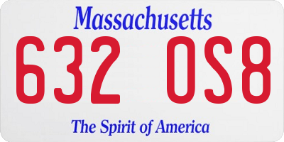 MA license plate 632OS8