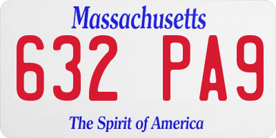 MA license plate 632PA9