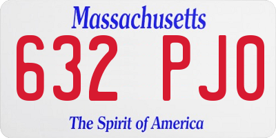 MA license plate 632PJ0