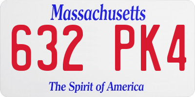 MA license plate 632PK4
