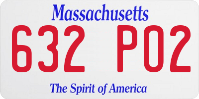 MA license plate 632PO2
