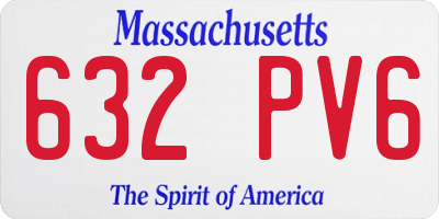 MA license plate 632PV6