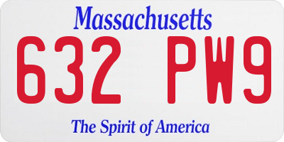 MA license plate 632PW9