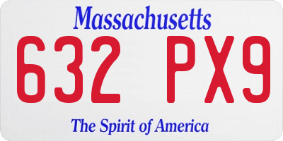 MA license plate 632PX9