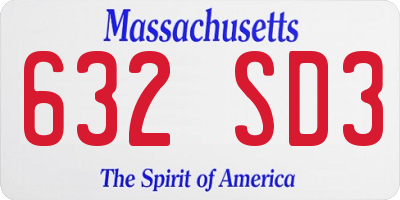 MA license plate 632SD3