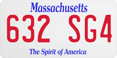 MA license plate 632SG4