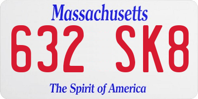 MA license plate 632SK8