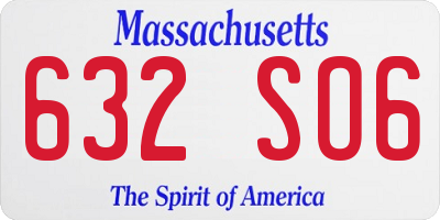 MA license plate 632SO6