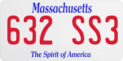 MA license plate 632SS3